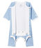 Bodyjama sans pieds bébé fille en côte bleu ACIER/blanc MARSHMALLOW