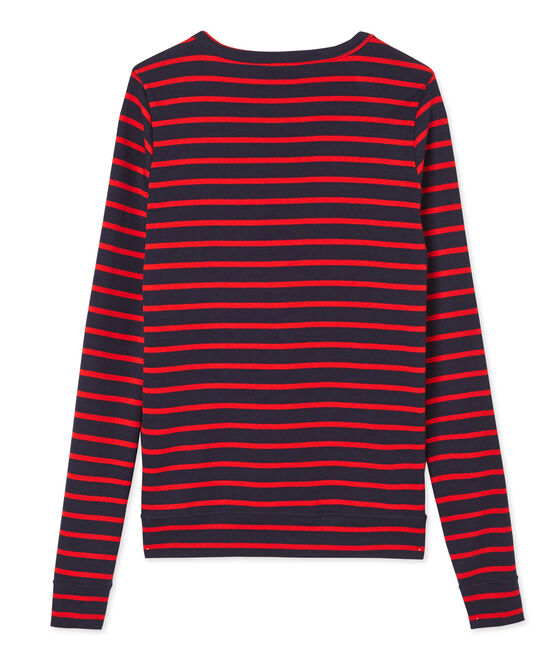 Gestreepte damescardigan blauw SMOKING/rood PEPS
