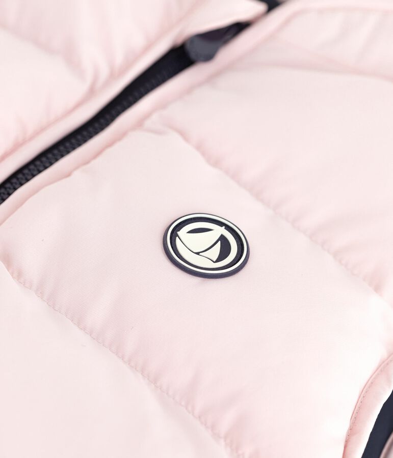 Omkeerbaar tweekleurig mouwloos donsjack roze/blauw