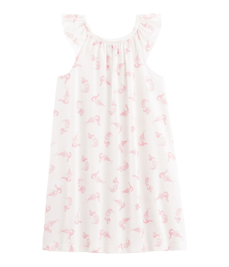 Chemise de nuit petite fille en coton fin blanc MARSHMALLOW/rose ROSE