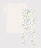 Pyjama fleurs printanières fille- femme en coton blanc MARSHMALLOW/blanc MULTICO