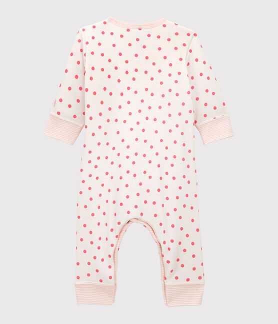 Combinaison ouatinée sans pieds bébé en coton blanc MARSHMALLOW/rose PETAL