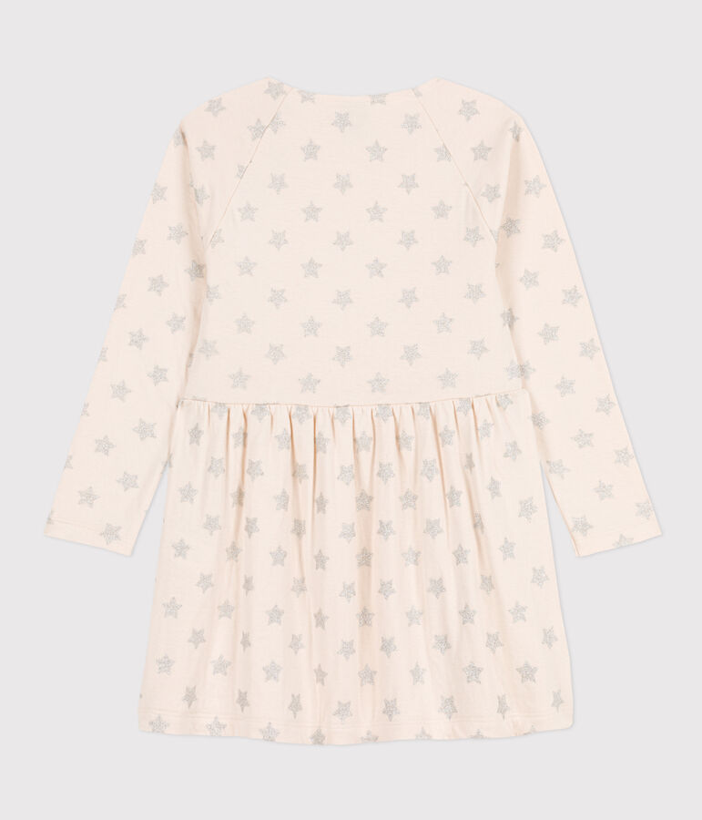 Robe manches longues en tubique imprim&eacute; enfant fille beige AVALANCHE/ ARGENT