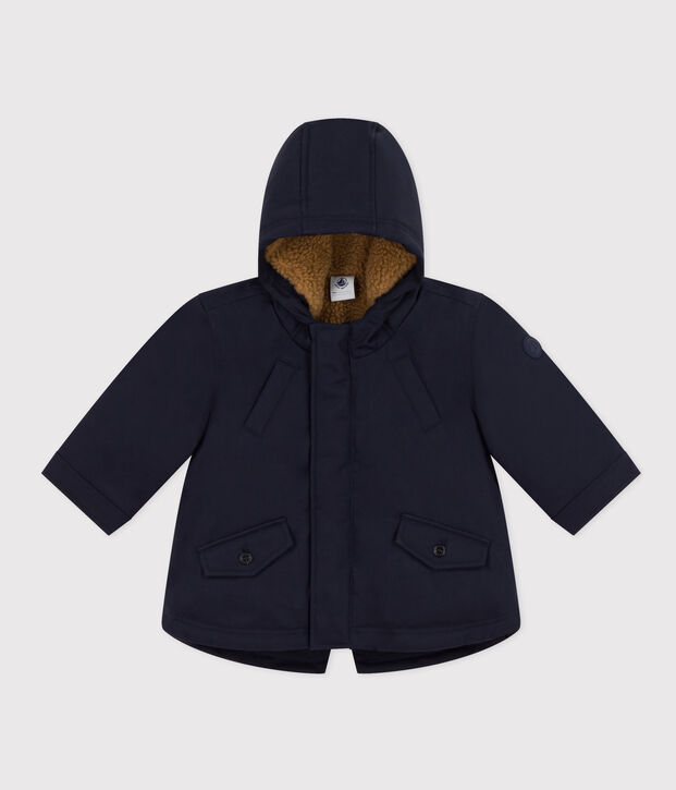 Parka doubl&eacute;e sherpa b&eacute;b&eacute; bleu marine