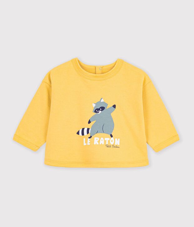 Sweatshirt b&eacute;b&eacute; en coton imprim&eacute; animalier jaune