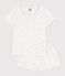 Korte kinderpyjama van ajourkatoen met bloemenprint wit MARSHMALLOW/wit MULTICO