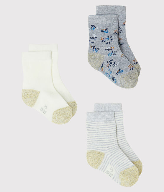 Lot de 3 paires de chaussettes bébé fille gris BELUGA CHINE
