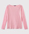 T-shirt femme manches longues en lin irisé rose BABYLONE/gris ARGENT