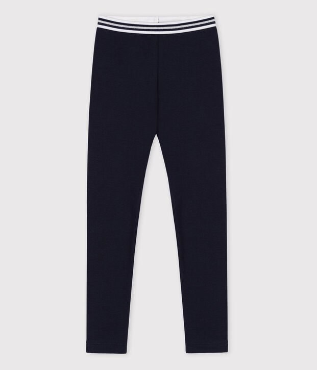 Jegging en coton &eacute;lasthanne enfant fille bleu marine