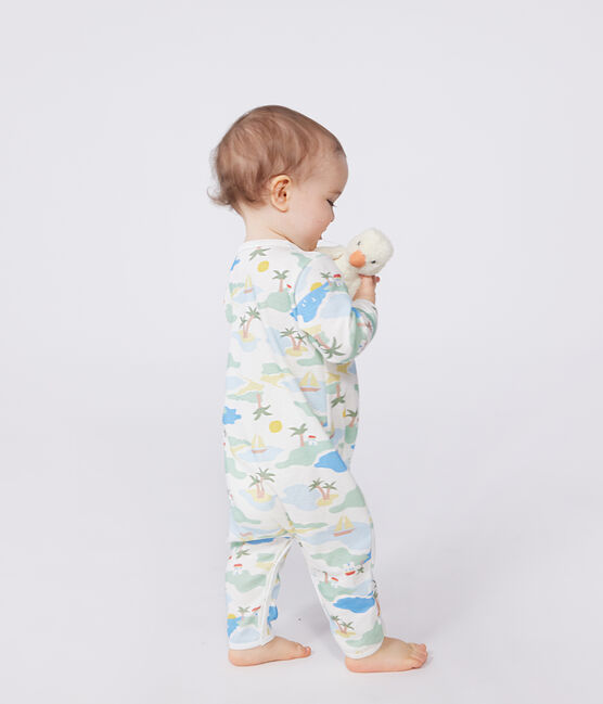 Katoenen babypyjama zonder voetjes met print wit MARSHMALLOW/wit MULTICO