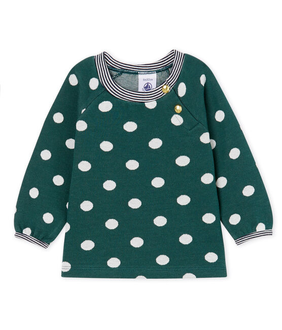 Blouse met lange mouwen met print babymeisje groen SOUSBOIS/wit MARSHMALLOW