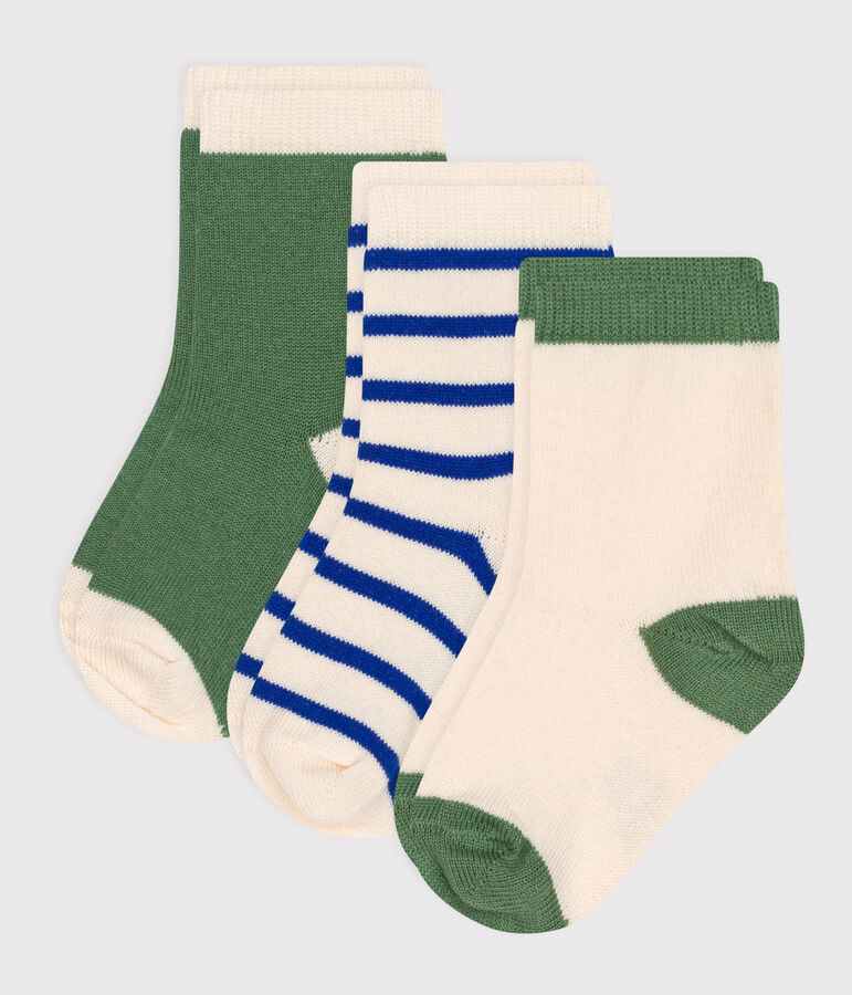 3 paires de chaussettes b&eacute;b&eacute; en coton &agrave; rayures multicouleur