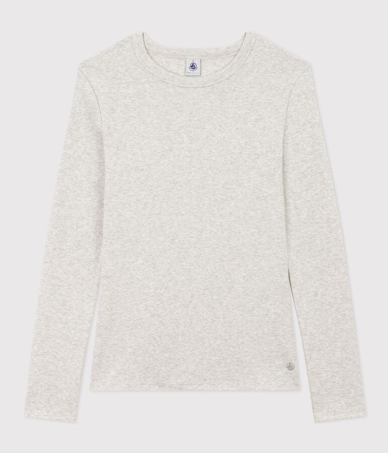 L'Iconique, T-shirt met lange mouw van effen ribstof voor dames grijs