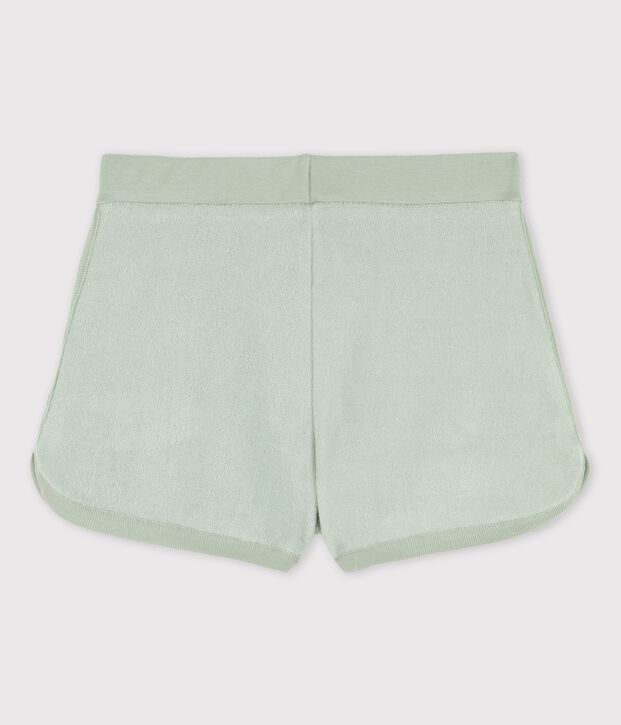 Meisjesshort in boucl&eacute;badstof groen