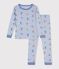 Nauw aansluitende katoenen kinderpyjama met print blauw/wit/multicouleur