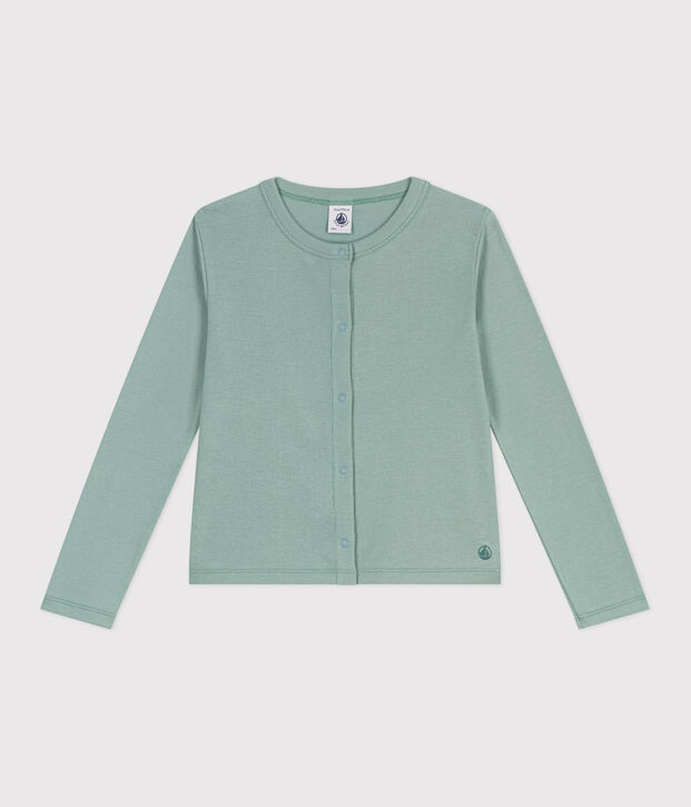 Cardigan enfant en coton uni vert