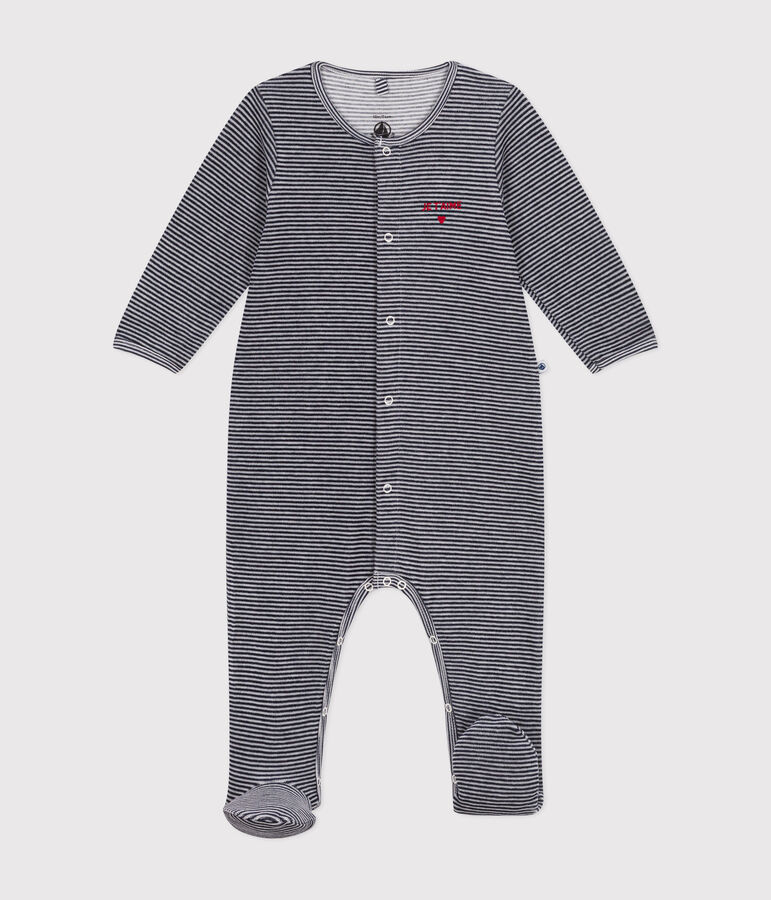 Pyjama en velours b&eacute;b&eacute; bleu/blanc