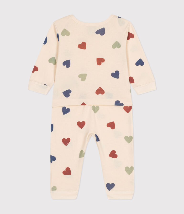 Katoenen babypyjama met hartjes zonder voetjes wit AVALANCHE/ MULTICO
