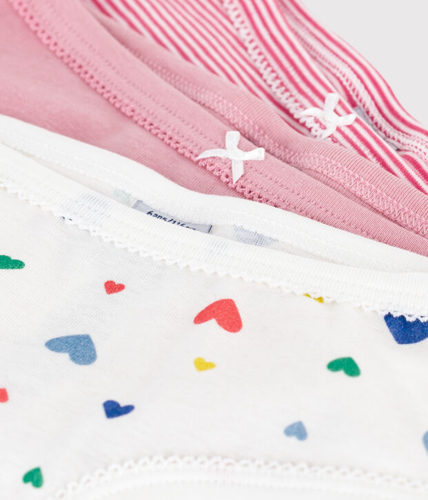 Set van 3 katoenen onderbroekjes met hoge taille en hartjesprint voor kinderen multicouleur