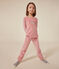 Effen kinderpyjama van velours roze ROSEWOOD