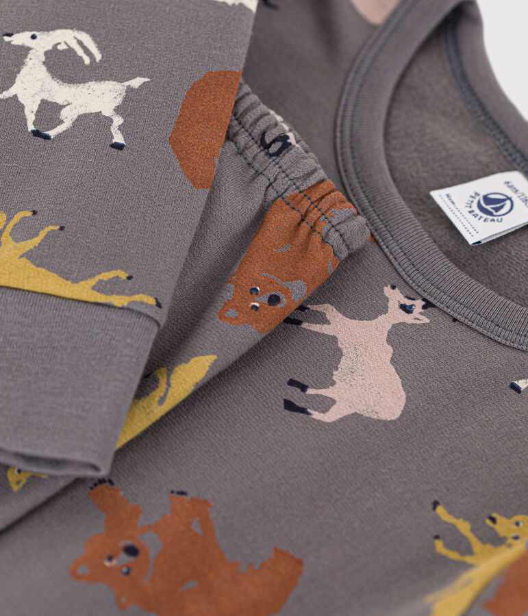 Pyjama animaux en molleton enfant gris/multicouleur
