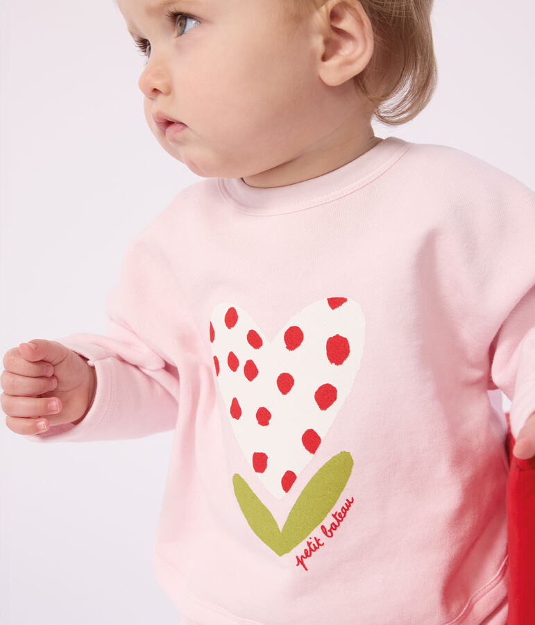 Baby katoenen hoodie met print roze