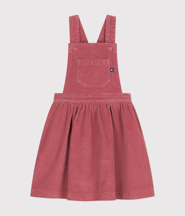 Robe salopette en velours enfant fille rose