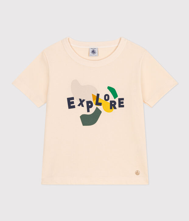 T-shirt met print van lichte jersey voor jongens ecru/multicouleur
