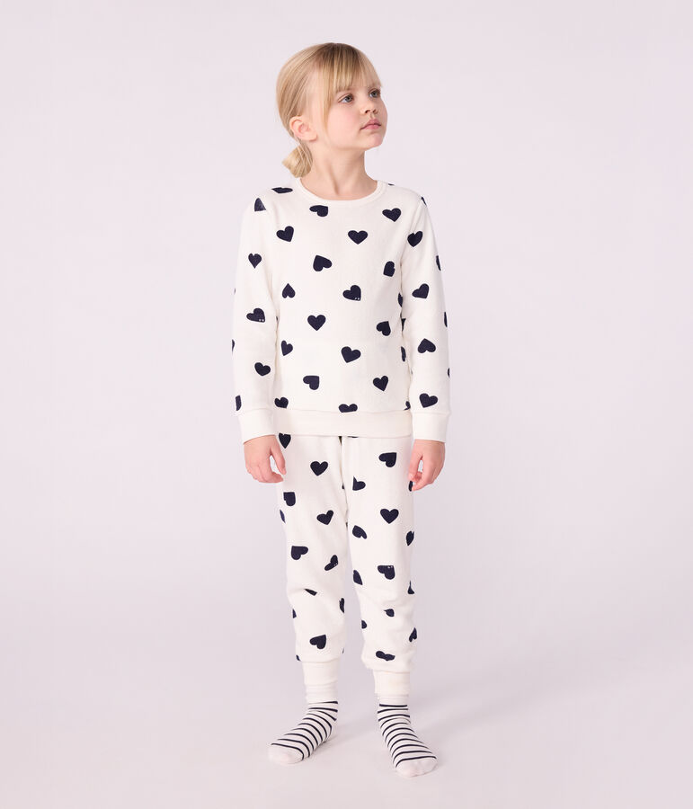Kinderpyjama van katoenen badstof met hartjesprint blauw MILK/ SOIR