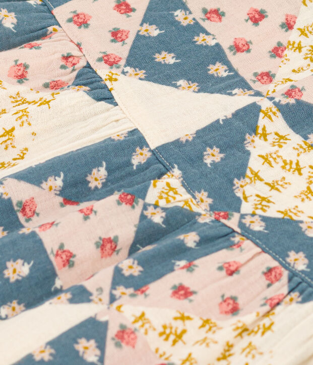 Babyjurkje van luchtig katoen met korte mouwen en print ecru/multicouleur