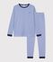 Katoenen kinderpyjama met strepen blauw/wit