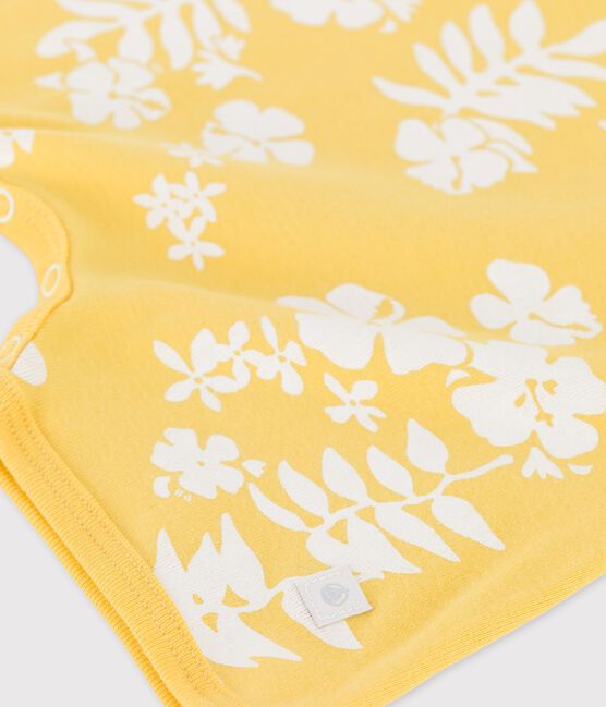 Kort babypakje met Hawaïprint in katoen geel ORGE/wit MARSHMALLOW