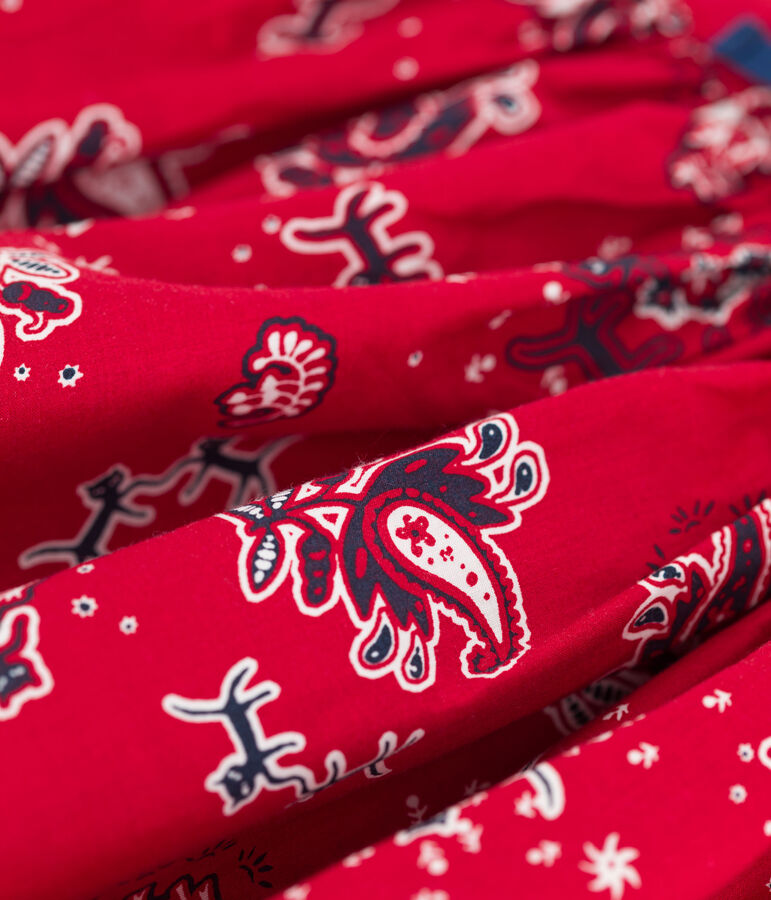 Meisjesrok in popeline met print rood/multicouleur