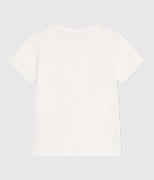 Tee-shirt enfant en coton manches courtes imprim&eacute; blanc