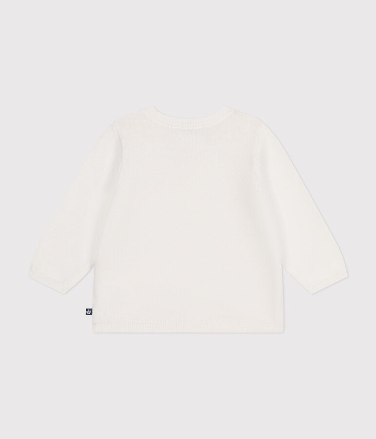 Gebreide babycardigan van ajourkatoen wit MARSHMALLOW