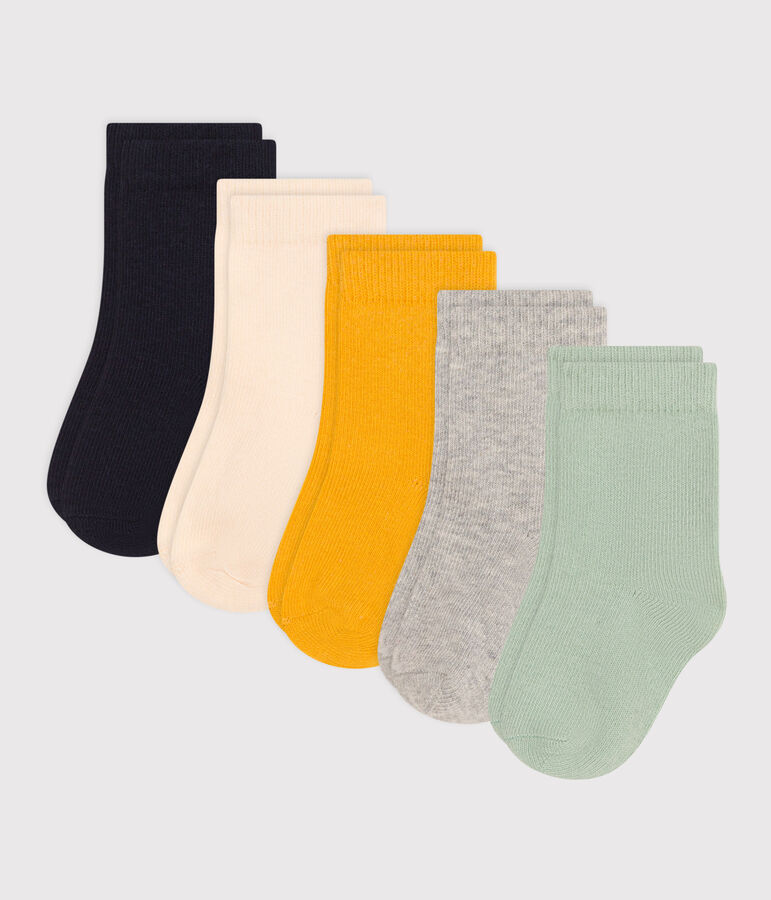 5 paires de chaussettes en coton unies b&eacute;b&eacute; multicouleur