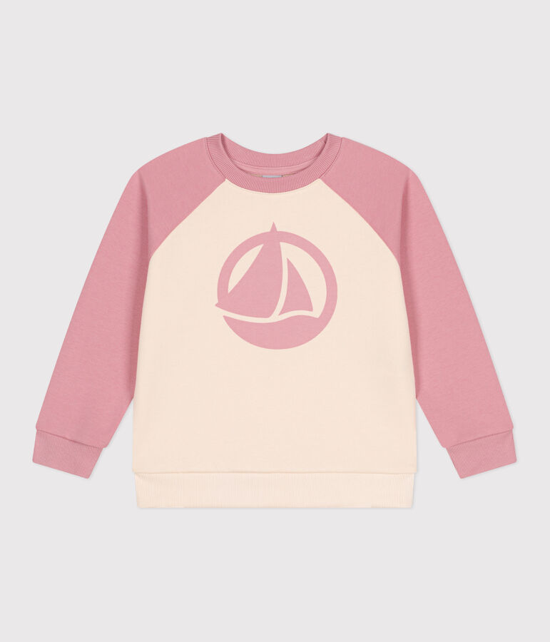 Katoenen uniseks sweatshirt voor kinderen roze CHARME/wit MULTICO