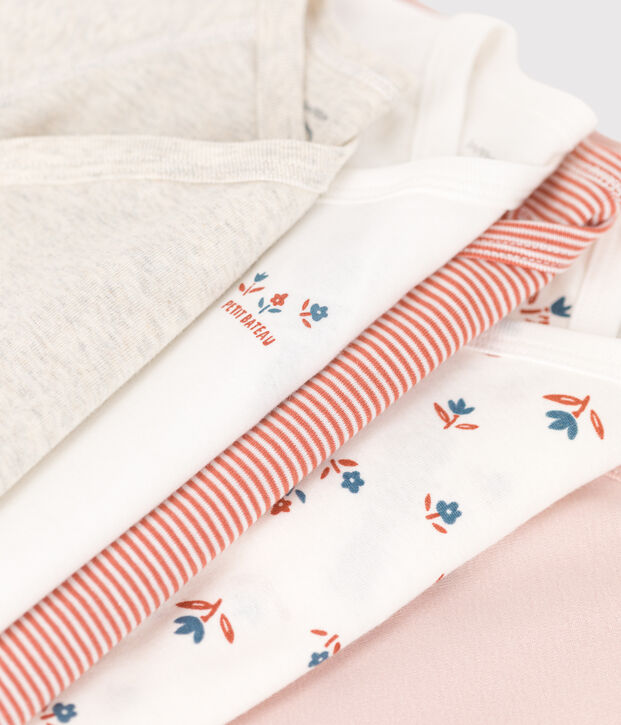 Set van 5 katoenen body's met lange mouwen voor baby's multicouleur