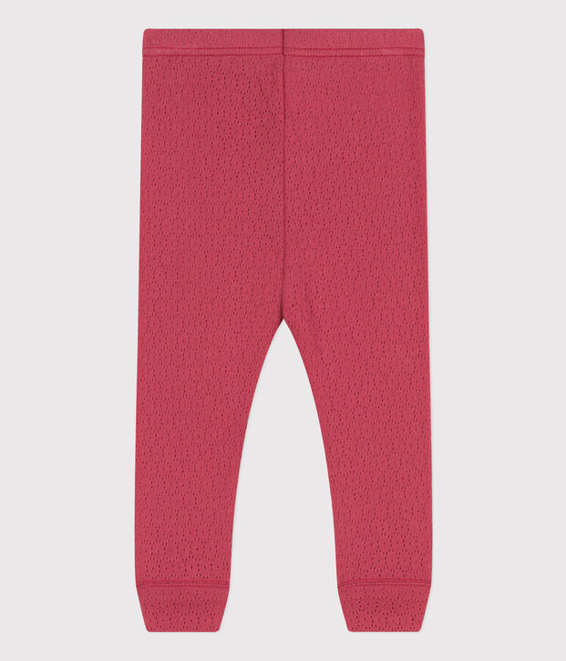 Katoenen opengewerkte legging voor baby's roze