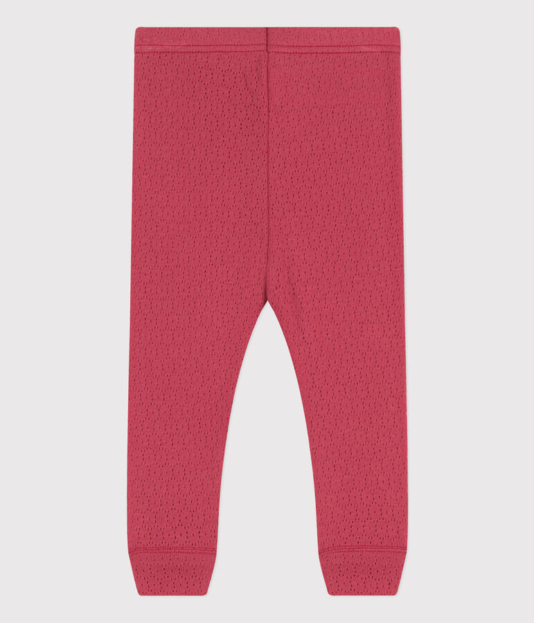 Katoenen opengewerkte legging voor baby's roze PAPI