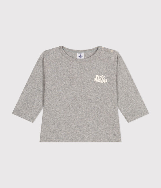 Tee-shirt manches longues en coton bébé gris CHATON CHINE