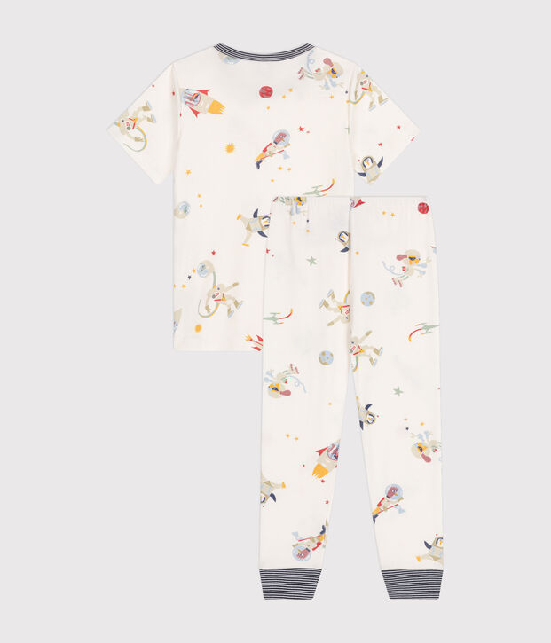 Katoenen kinderpyjama met ruimteprint wit/multicouleur