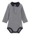 Body met lange mouwen en polokraag babyjongen blauw SMOKING/wit LAIT