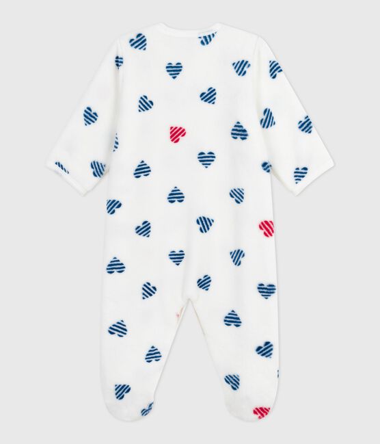 Surpyjama hiver bébé en polaire imprimé cœurs blanc MARSHMALLOW/blanc MULTICO