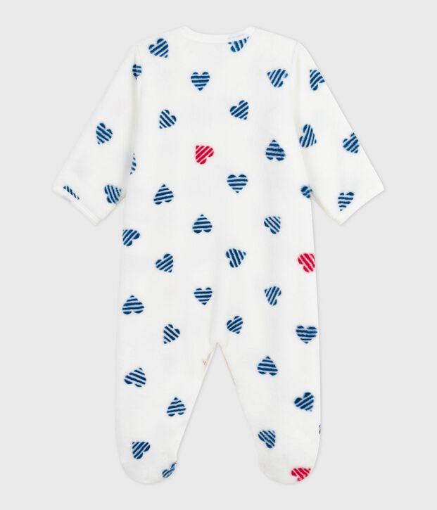 Overpyama in fleece voor de winter met hartjesmotief voor baby's wit/multicouleur