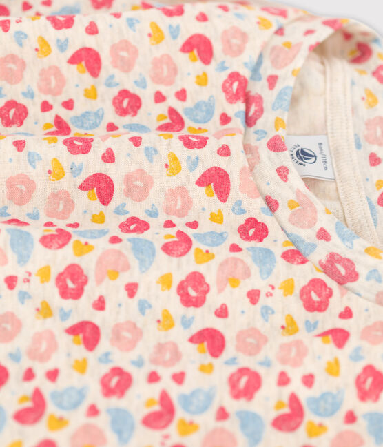Robe manches longues en coton & laine enfant fille beige MONTELIMAR/blanc MULTICO