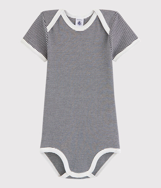 Body manches courtes bébé fille-garçon bleu SMOKING/blanc MARSHMALLOW