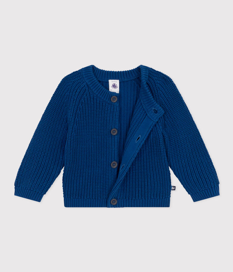 Cardigan en tricot de coton b&eacute;b&eacute; bleu INCOGNITO