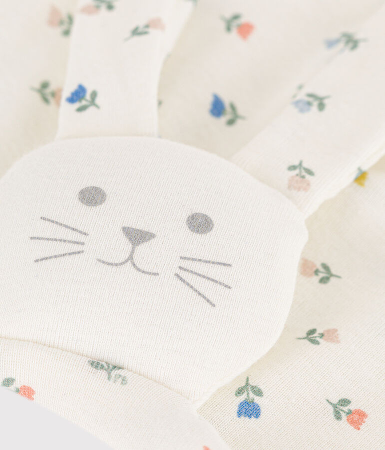 Katoenen knuffeldoekje met bloemen wit MARSHMALLOW/wit MULTICO