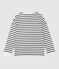 Katoenen marinière Dames t-shirt met Tunesische hals wit MARSHMALLOW/blauw SMOKING